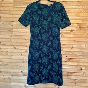 Tory Burch Lace Appliqué Fishnet Sheath Dress Midi Sz 6 Quiet Luxury Ofc Evening